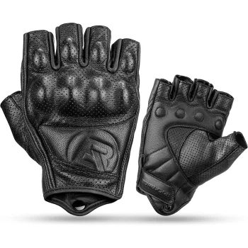 Rockbros 16220006002 M dirbtinės odos motociklininko pirštinės, juodos