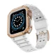Apsauginis dėklas ir dirželis Apple Watch 42/44/45mm, Balta/Rožinio aukso