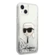 Karl Lagerfeld iPhone 14 Plus dėklas Liquid Glitter Karl Head, sidabrinis