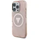 Guess IML Metal Glitter 4G Circle Triangle MagSafe dėklas iPhone 16 Pro, rožinis