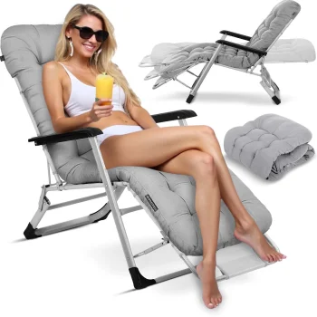 Sofotel Chillwell Folding Garden Sun Lounger with Cushion, Grey