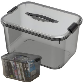 20L Storage Container with Lid and Latches, 21 Quart Clear Plastic Organizer Bin