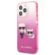 Karl Lagerfeld Gradient Ikonik Karl&Choupette dėklas iPhone 13 Pro / 13 rožinis