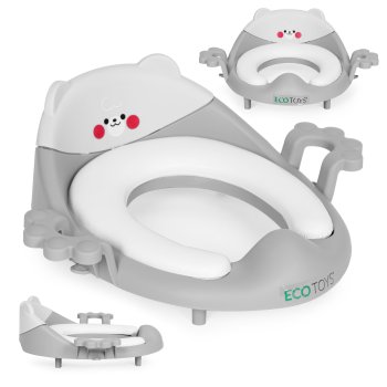 ECOTOYS Potty Training Seat with Handles and Soft Padded Cushion, Grey