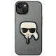 Karl Lagerfeld Saffiano Karl\'s Head Patch dėklas iPhone 14 Plus / 15 Plus, sidabrinis