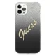 Guess Glitter Gradient Script dėklas iPhone 12 / 12 Pro, juodas