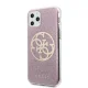 Guess 4G Circle Glitter dėklas iPhone 11 Pro, rožinis