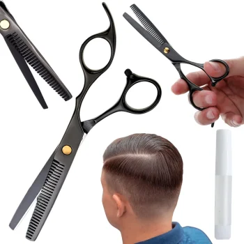 Profesionalios plaukų retinimo žirklės, 17 cm, juodos
