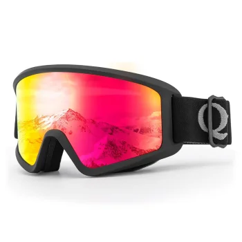 Qunature Black slidinėjimo akiniai suaugusiesiems, juodi