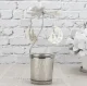 Spinning Carousel Candle Holder with Moon Charms, Silver