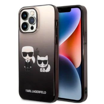 Karl Lagerfeld dėklas iPhone 14 Pro telefonui, juodas gradientas