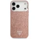 Guess Glitter Triangle Logo MagSafe dėklas iPhone 17 Pro Max, rožinis