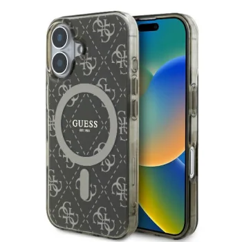 Guess dėklas iPhone 16 telefonui IML 4G Background MagSafe, rudas