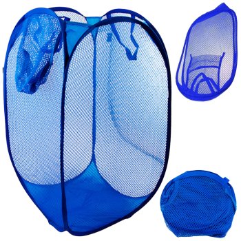 Collapsible Laundry and Toy Basket with Handles, 65L, Blue
