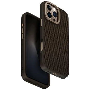 Uniq Keva Max Magclick dėklas su kameros stovu iPhone 16 Pro Max, rudas
