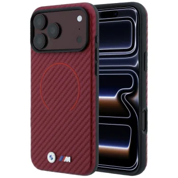 BMW M Carbon Printed Ring MagSafe case for iPhone 18 Pro / 17 Pro, burgundy