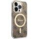 Guess dėklas iPhone 14 Pro telefonui 4G MagSafe, rudas