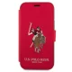 Apple iPhone 12 Pro Max 6.7\" US Polo Embroidery Collection Book Case Cover (USFLBKP12LPUGFLRE), Red