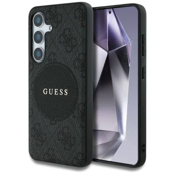 Guess 4G Round Patch Classic Logo MagSafe Case for Samsung Galaxy S25, Black