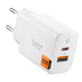 Spigen Essential EE202EU 20W GaN įkroviklis, baltas