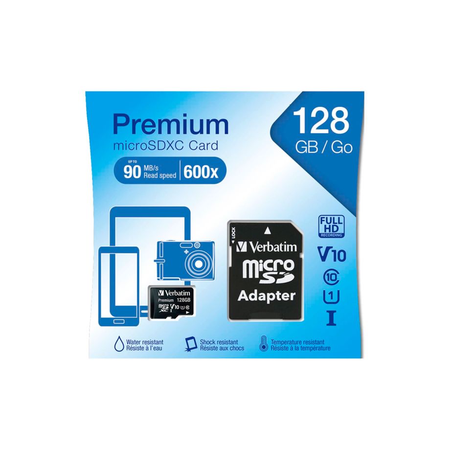 Verbatim microSDXC 128GB Class 10 UHS-I atminties kortelė su adapteriu, 44085