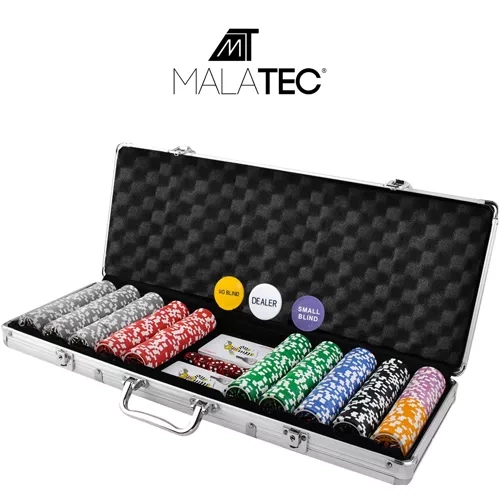 Poker Texas Hold’em Game Set 500 13g chips with denominations and aluminum suitcase