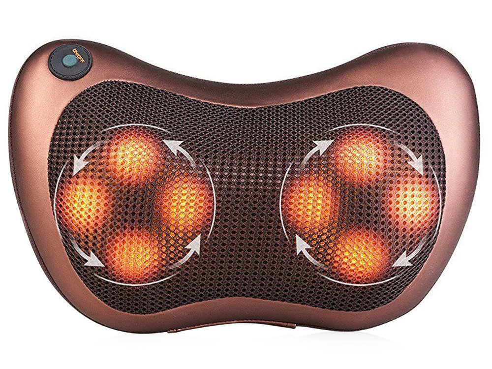SHIATSU 3D masažinė pagalvė su infraraudonųjų spindulių šildymu, ruda