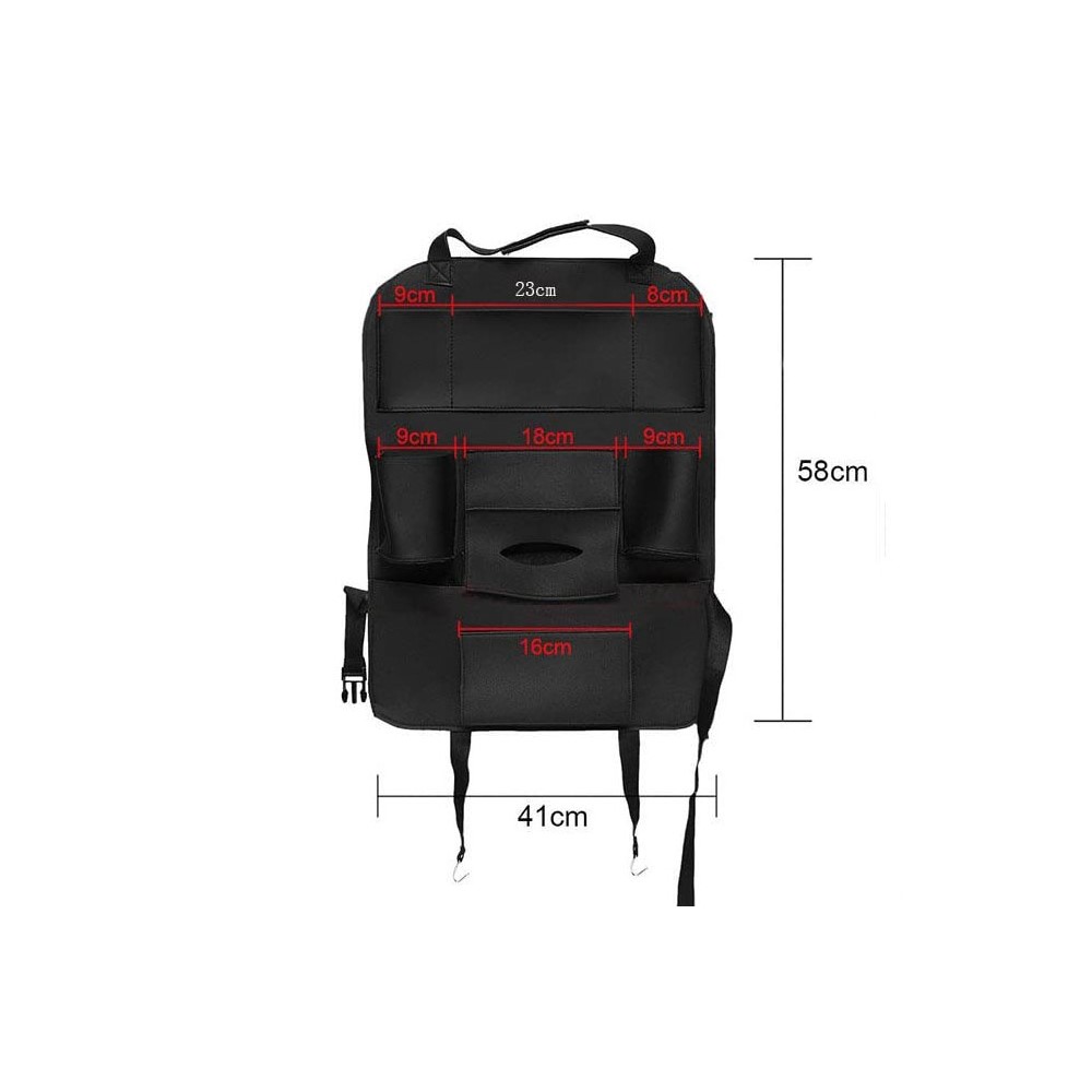 Car Back Seat Organizer Storage - 58x41cm, Black