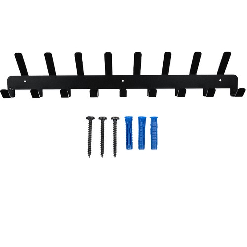 Wall-Mounted Coat Rack with 17 Hooks, Black