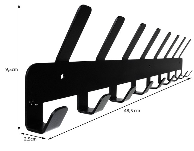 Wall-Mounted Coat Rack with 17 Hooks, Black