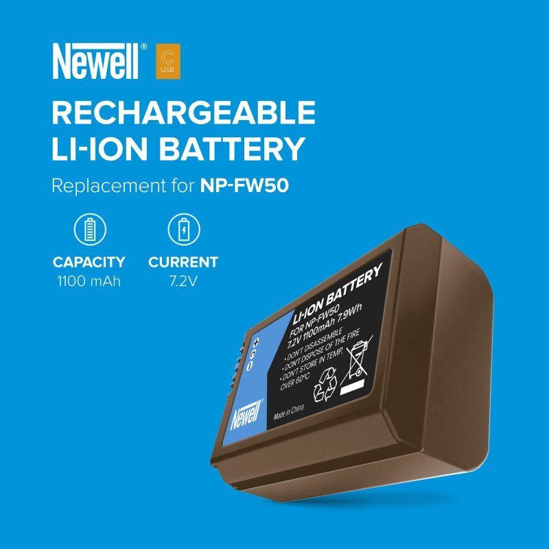 Newell NP-FW50 USB-C akumuliatorius Sony fotoaparatams, 1100 mAh