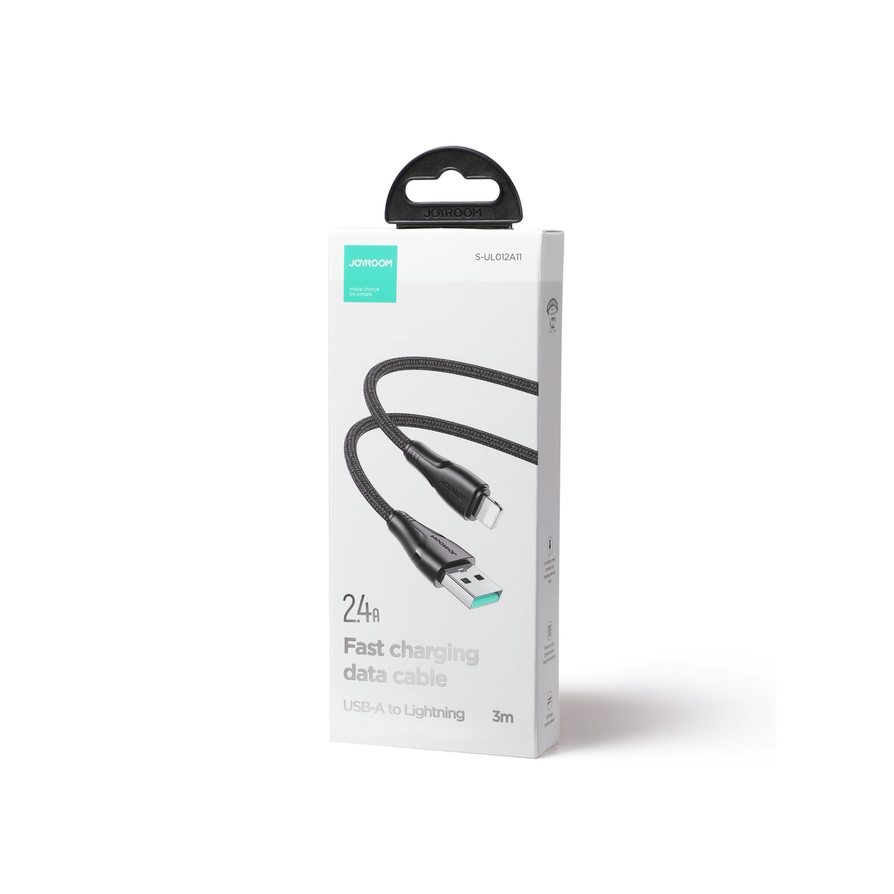 Joyroom USB į iPhone Lightning įkrovimo ir duomenų laidas 2.4A, 3m, juodas