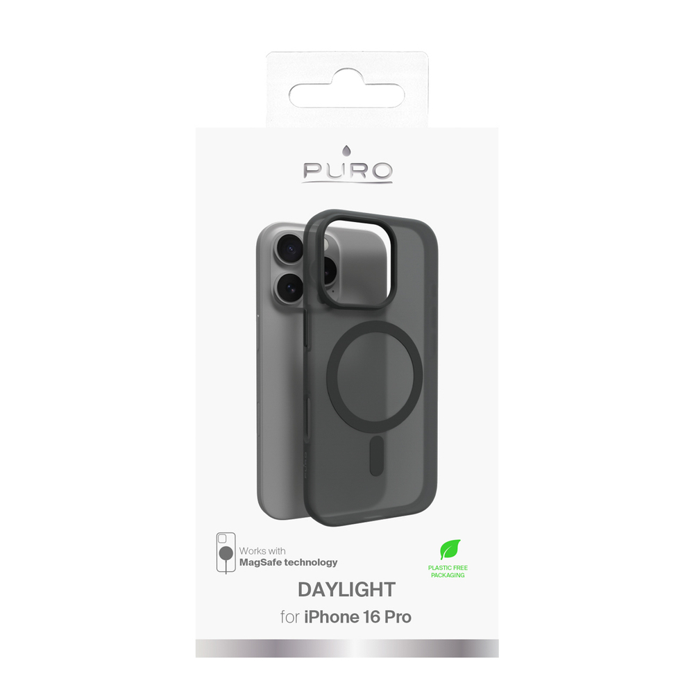 Puro Daylight MagSafe dėklas telefonui iPhone 16 Pro, juodas