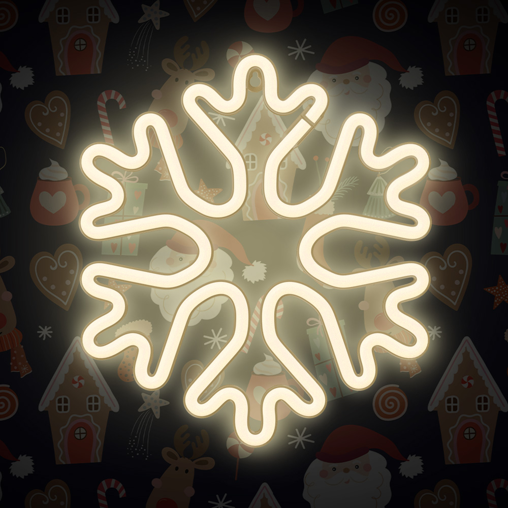 Forever Neon Decorative LED Lamp Figure Flashlight with USB, Snowflake