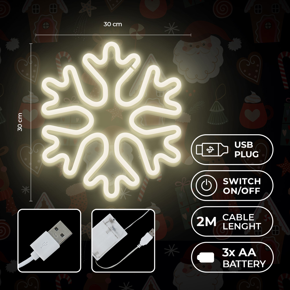 Forever Neon Decorative LED Lamp Figure Flashlight with USB, Snowflake
