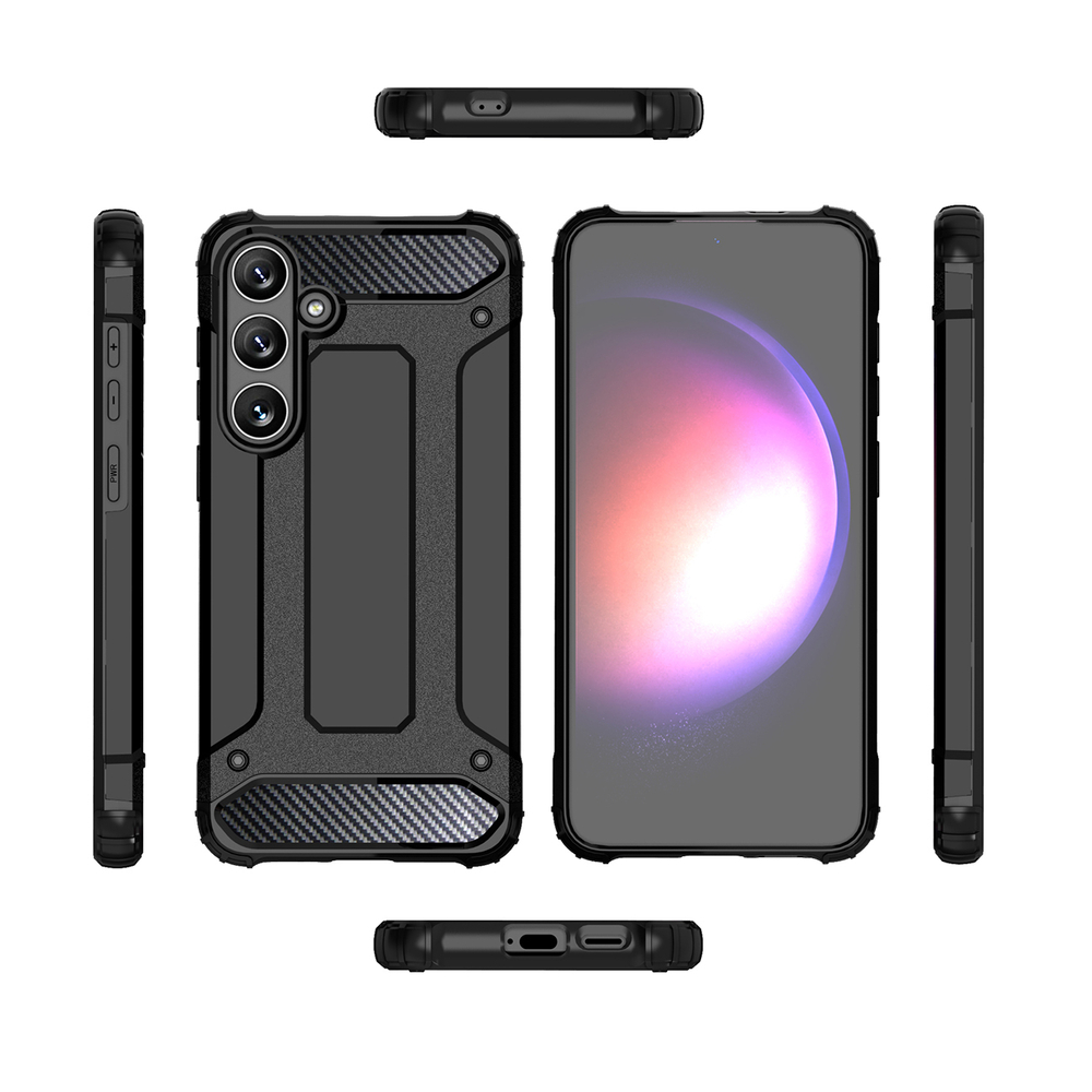 Samsung Galaxy S25 ( SM-S931 ) Armor Guard Plastic + TPU Hybrid Case Cover, Black