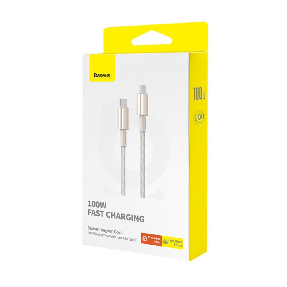 Baseus Tungsten USB Type C to USB Type C Data Charging Cable 100W, 2m, Gold