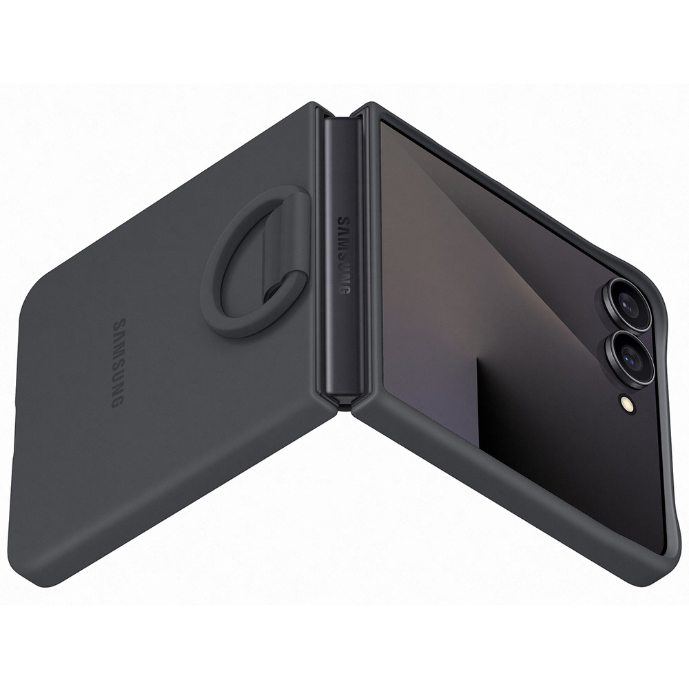 Samsung Galaxy Z Flip 7 silikoninis dėklas su žiedu, juodas (EF-PF766TBEGWW)