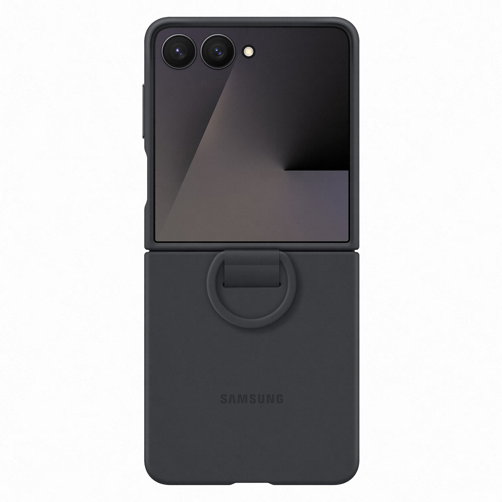 Samsung Galaxy Z Flip 7 silikoninis dėklas su žiedu, juodas (EF-PF766TBEGWW)