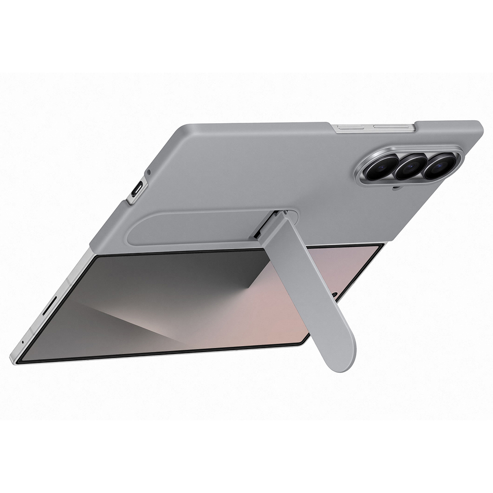 Samsung Galaxy Z Fold7 Silicone Case with Stand and Grip, Gray