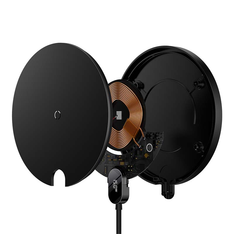 Baseus Digital LED Wireless Charger Qi Charger for Smartphones and AirPods 15W, Black