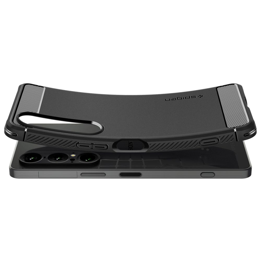 Spigen Rugged Armor dėklas telefonui Sony Xperia 1 VII, matinė juoda