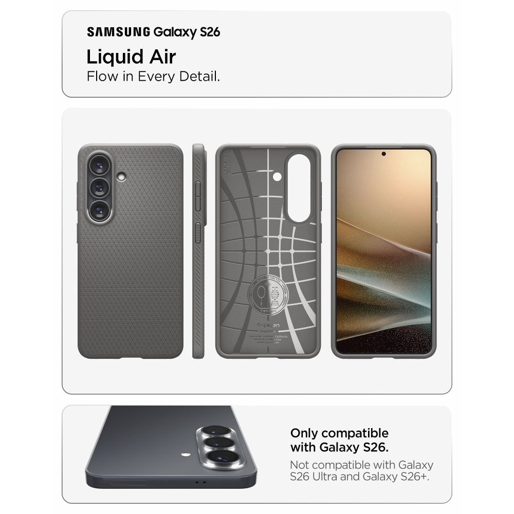 Spigen Liquid Air Case for Samsung Galaxy S26, Gray