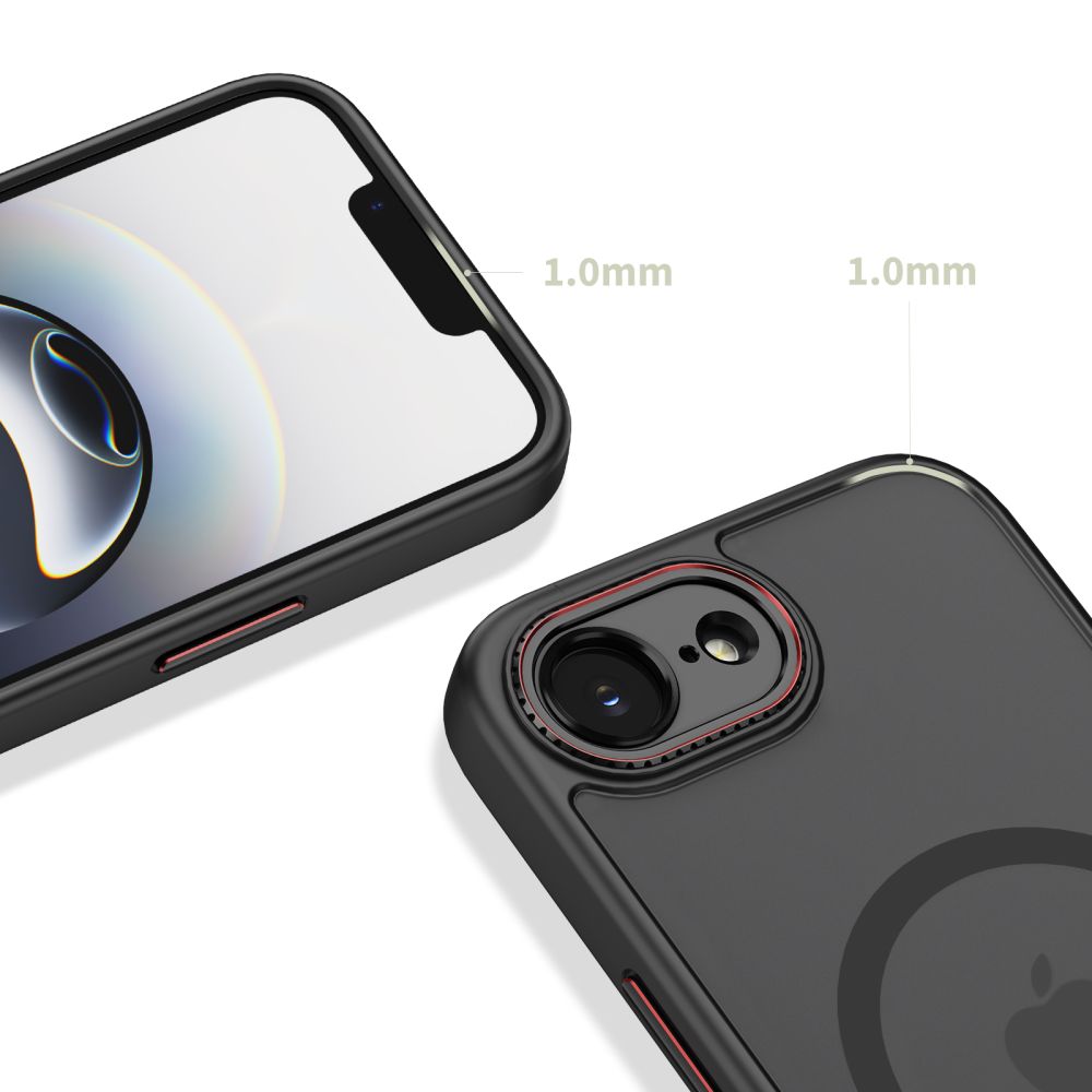Tech-Protect dėklas iPhone 16e / 17e MagCam MagSafe, pusiau permatomas juodas