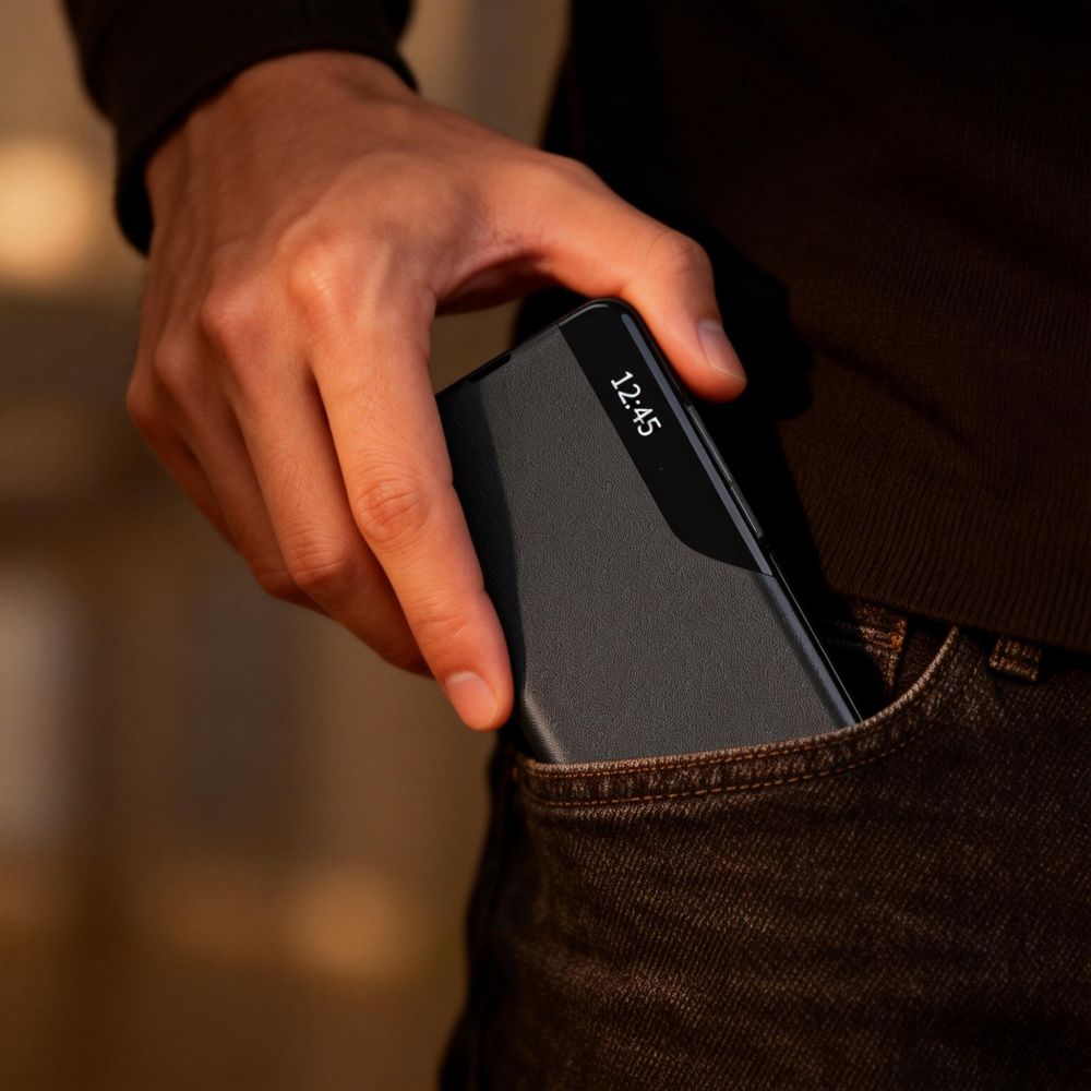 Tech-Protect Samsung Galaxy A57 5G Smart View atverčiamasis dėklas, juodas
