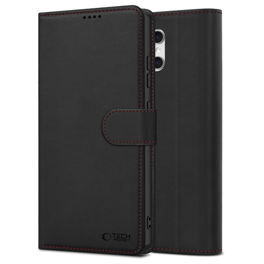 Tech-Protect Wallet dėklas Samsung Galaxy A57 5G telefonui, juodas ir raudonas