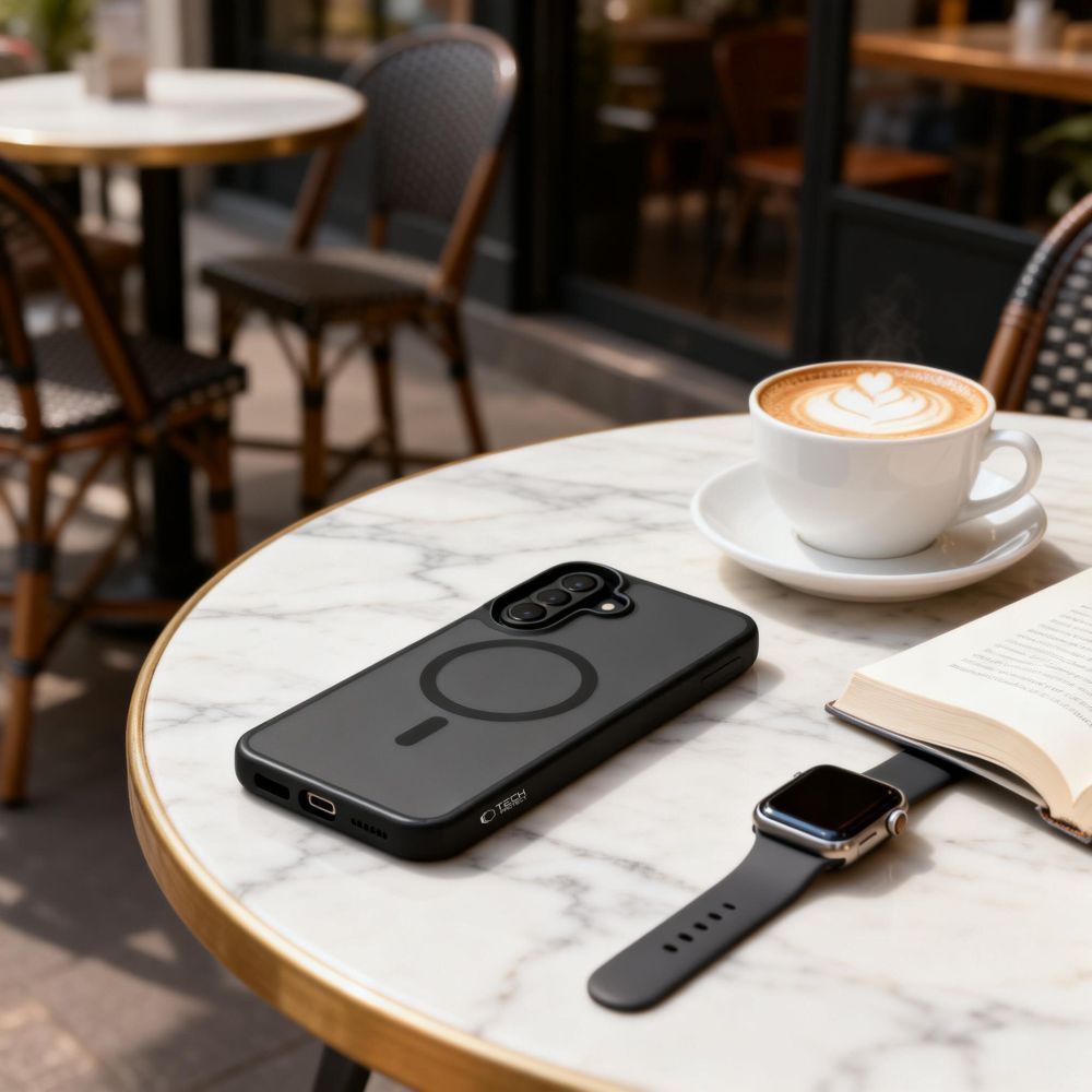 Tech-Protect Magmat MagSafe dėklas Samsung Galaxy A57 5G telefonui, pusiau skaidrus