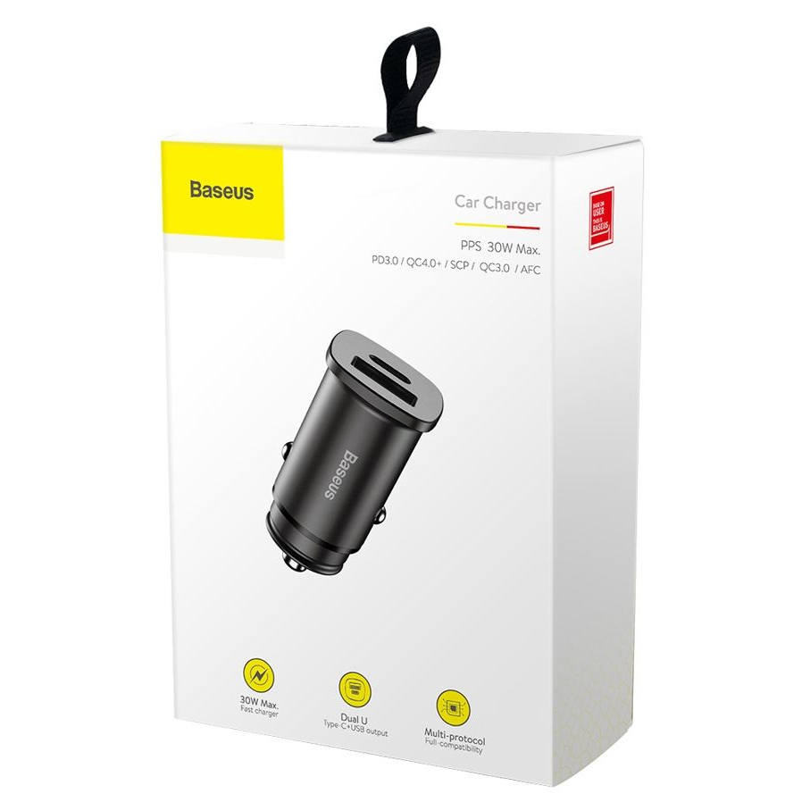 Baseus Type-C USB-C Quick Charge 30W 5A QC4.0 Car Charger Dual PPS Multi Charging