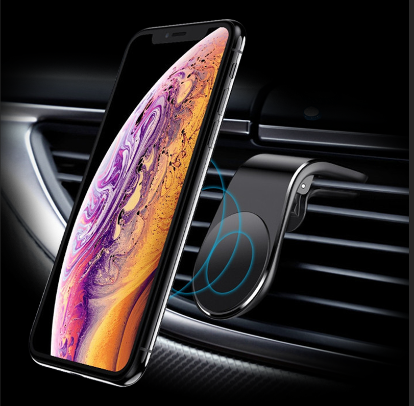 Magnetinis automobilinis telefono laikiklis ventiliacijos grotelėms, Juodas