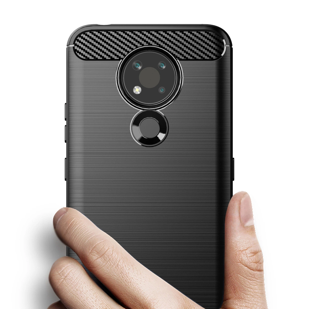 Nokia 3.4 dėklas Carbon Fiber TPU, juodas